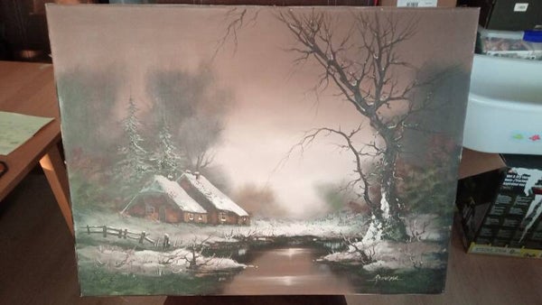 Schilderij Cornelis Bruinsma (1942) - Hollands winterlandschap