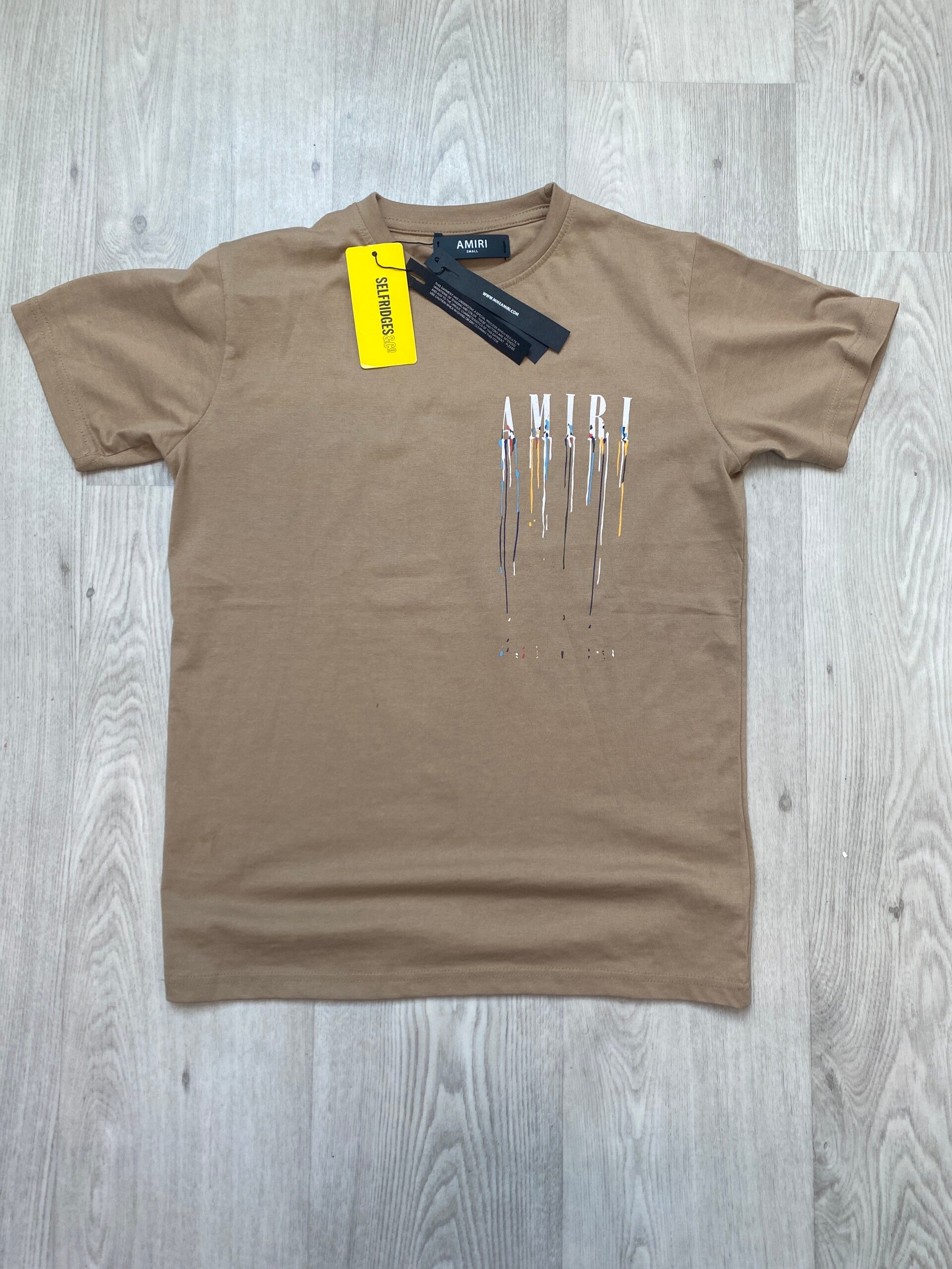 AMIRI paint drip core logo - beige