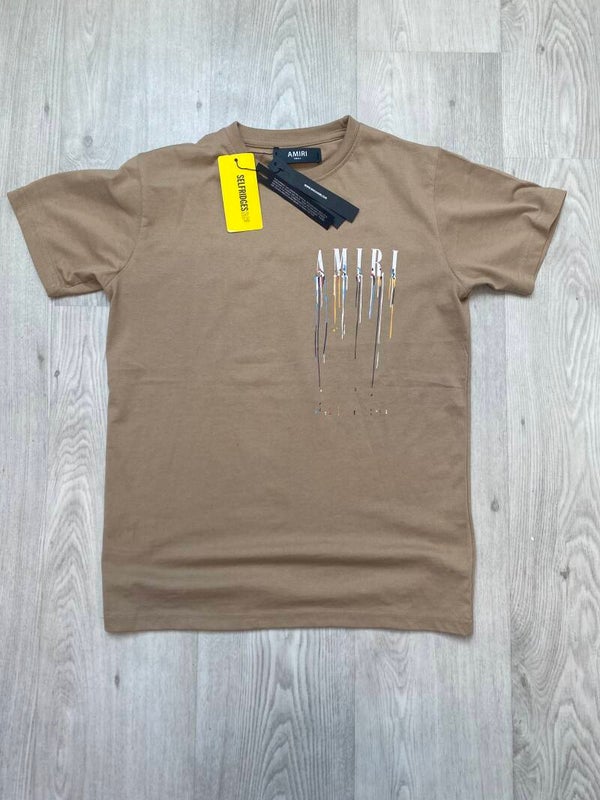 AMIRI paint drip core logo - beige