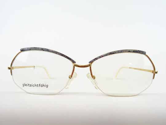 Ausgefallene Damenbrille ohne unteren Rahmen großes Metallgestell Frontbreite 140mm EB1175