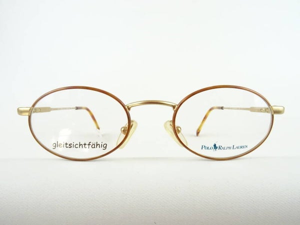 Polo Design Ralph Lauren havannabraun-gold ovale Brillengestelle stabile Metallfassung  Gr. XS 122mm PRL240GH