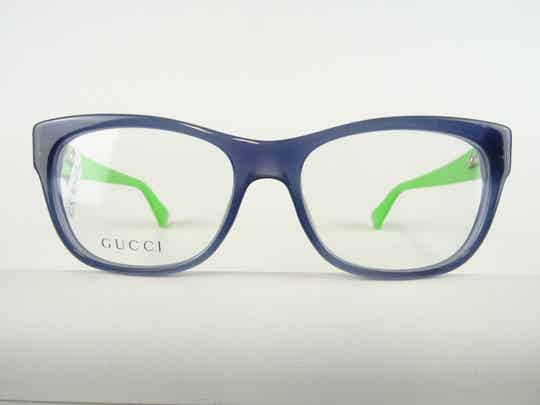 Gucci Brille für schmales Gesicht Brillengestelle blau-grüne Brillenfassungen Kunststoff Gr. XS 123mm ES3022