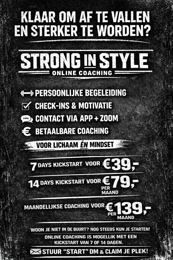 BINNENKORT Strong in Style ONLINE COACHING vanaf 39.-