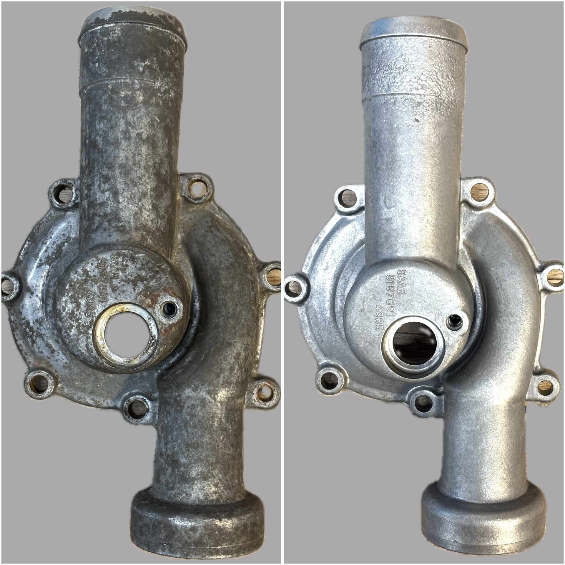 Waterpomp voor en na vapour blasting