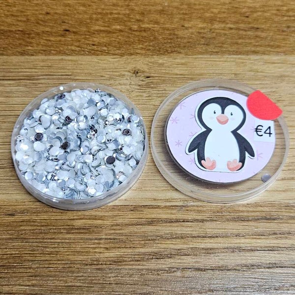 DIV zilver-wit sequins Pinguin