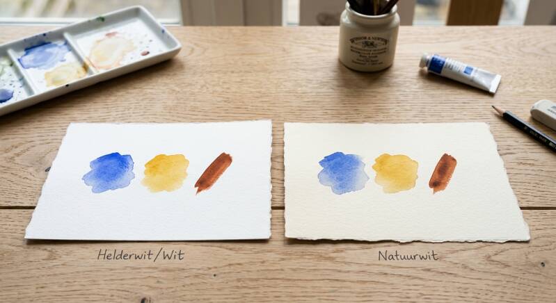 Wit aquarelpapier en natuurwit papier