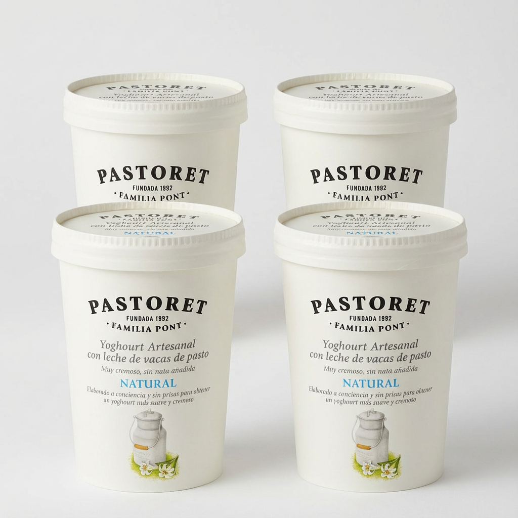 PASTORET Pack 4 Yogures artesanales cremosos de sabor natural 500 g