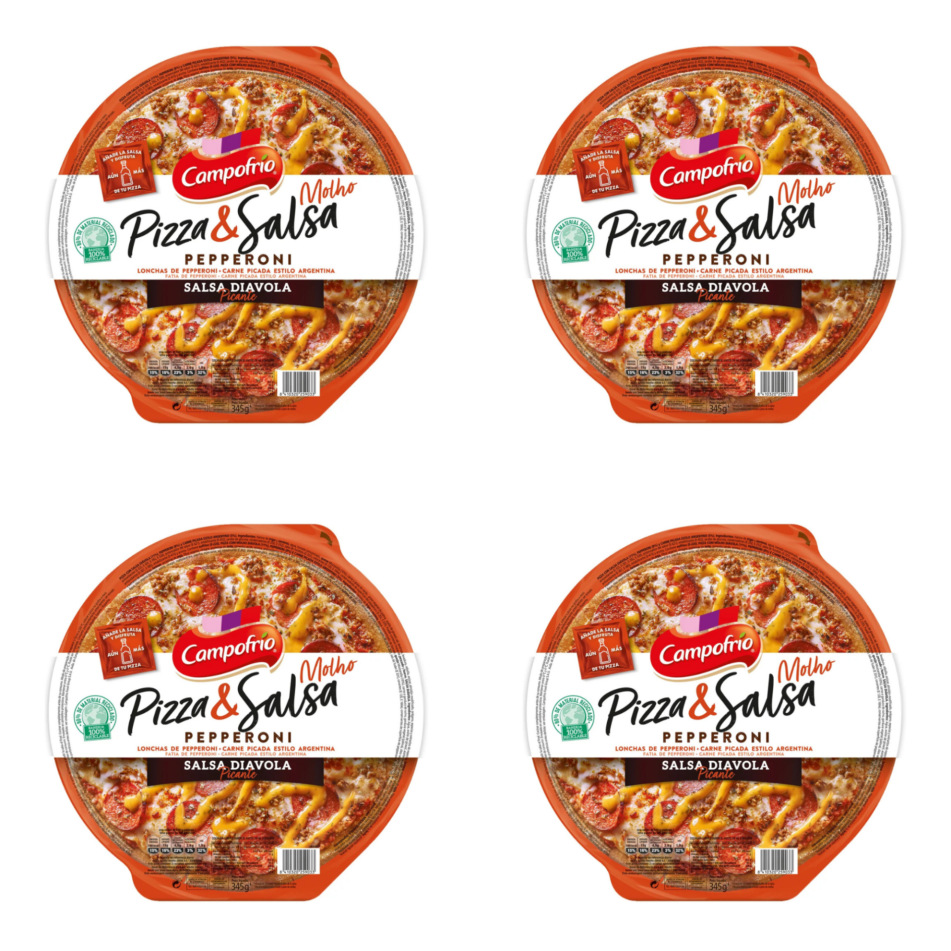 Pizza fresca Campofrío Pepperoni 355 g – Pack refrigerado (2 o 4 unidades)