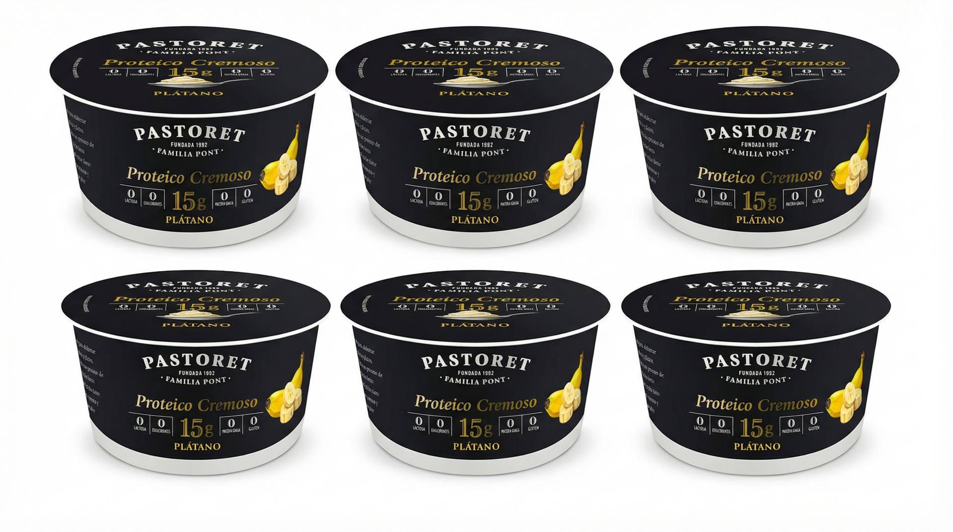 PASTORET Pack 6 Yogures proteicos cremosos 0% materia grasa con plátano 170 g