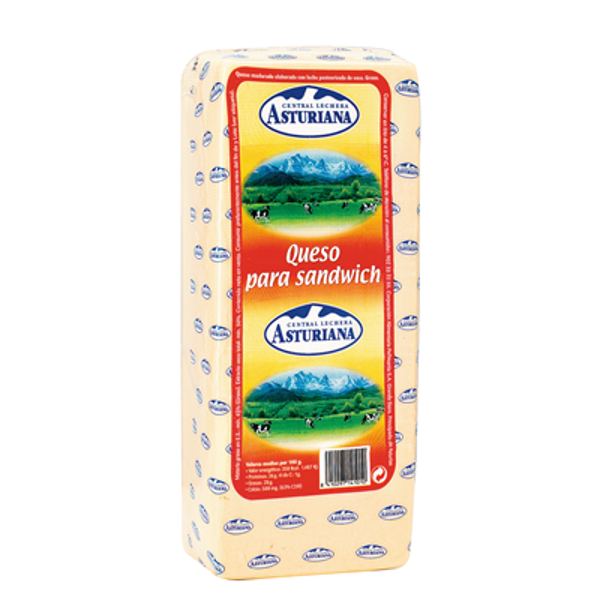 Central Lechera Asturiana Queso Barra para Sándwich 3 Kg. Aprox. – Queso refrigerado sin gluten