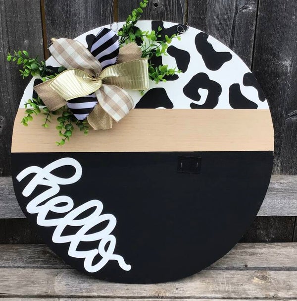 White Leopard and Black Base Door Hanger