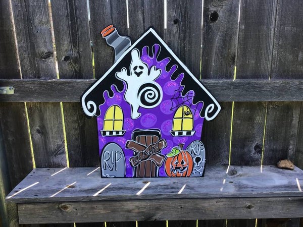 Haunted House Halloween Door Hanger
