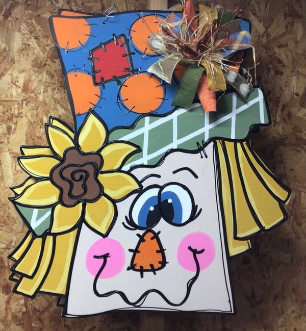Whimsical Scarecrow Door Hanger