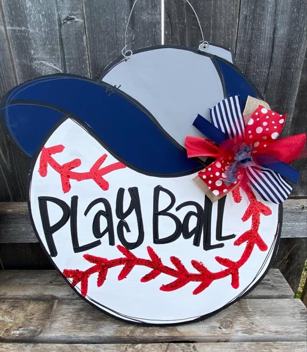 Play Ball Baseball Door Hanger