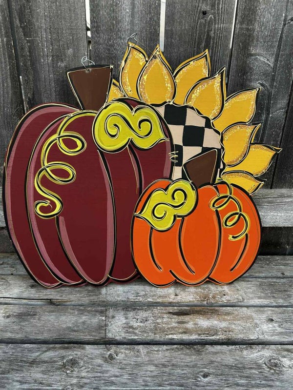 Sunflower Pumpkins Doorhanger