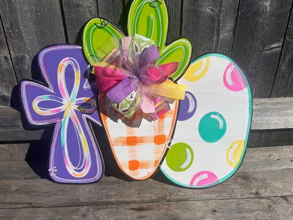 Cross Carrot and Egg Door Hanger