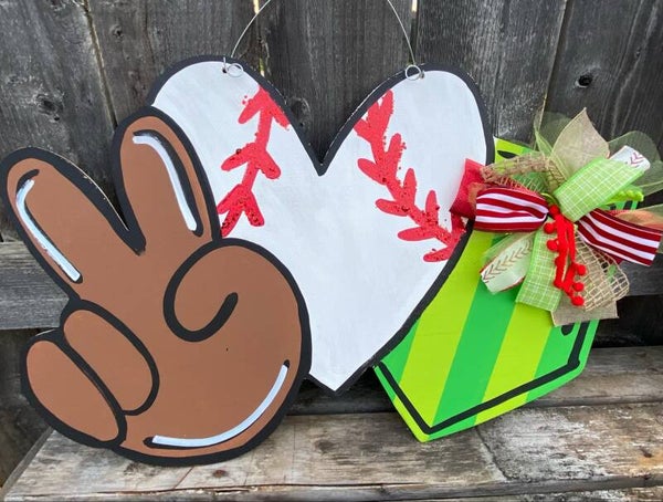 Peace Love Baseball Door Hanger