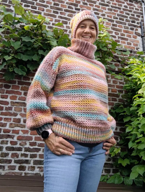 wintertrui met muts