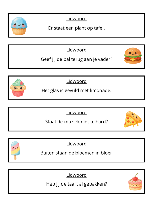 OEFENKAARTJES lidwoorden