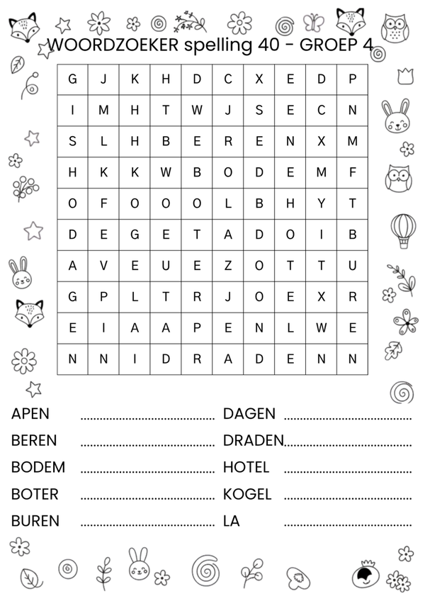 WOORDZOEKERS spelling groep 4
