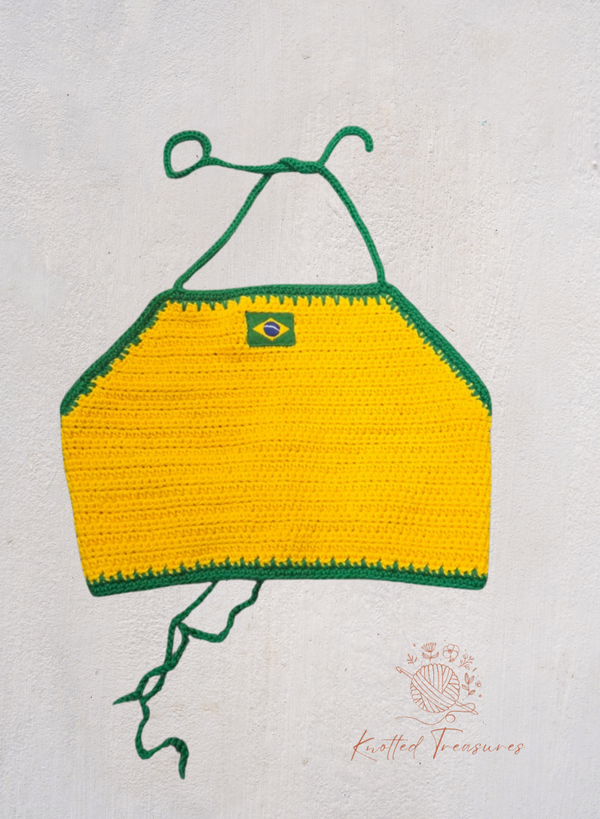 Halter top with Embroidered Brazil flag