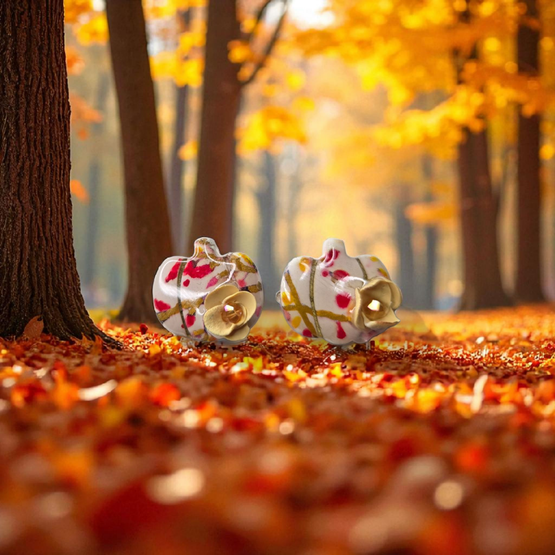 Fall Pumpkin Flower Stud 25