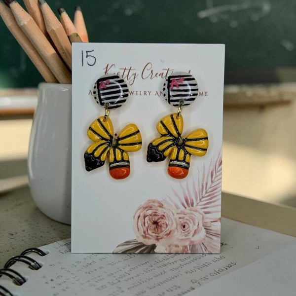A+ Notebook & Pencil Bow Dangles