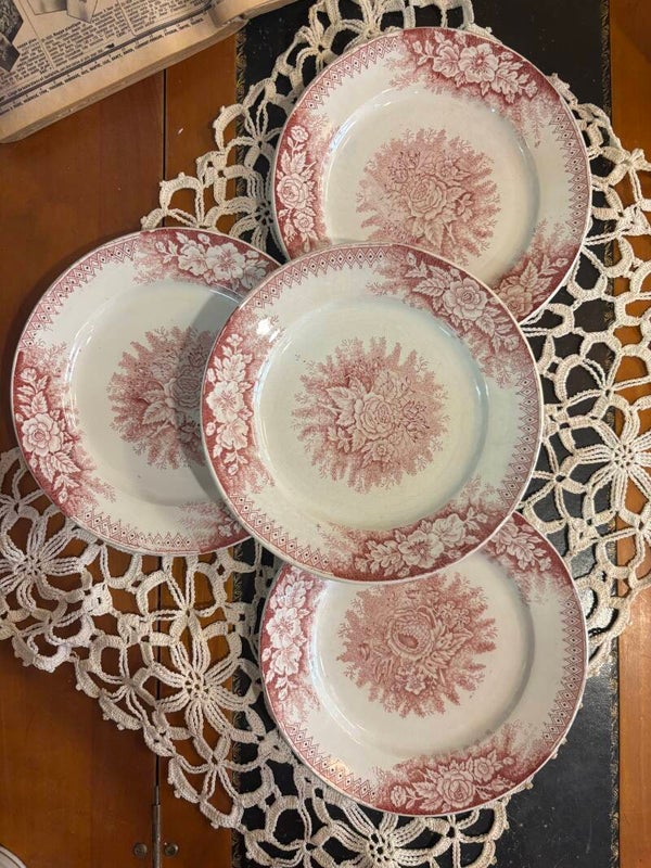 4 assiettes à dessert terre de fer jardinière St Amand