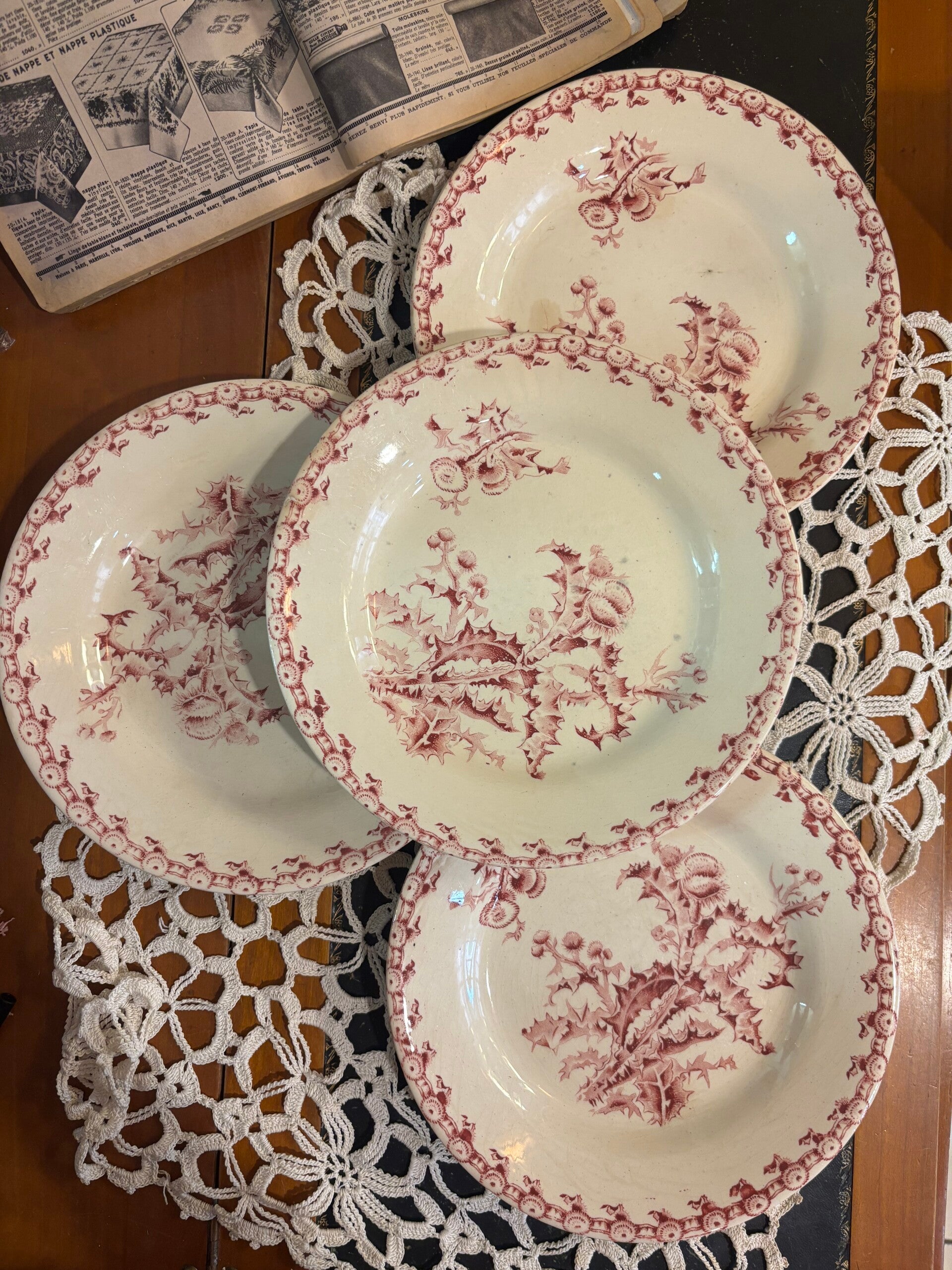 4 assiettes plates chardons de Gien