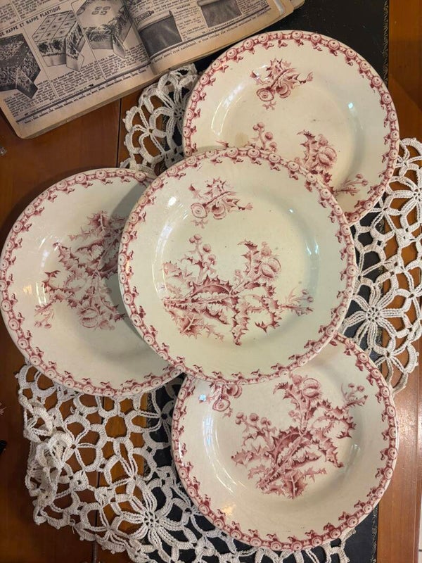 4 assiettes plates chardons de Gien