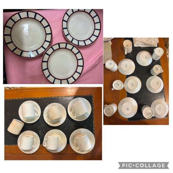 Lot 7 tasses + 3 assiettes creuses