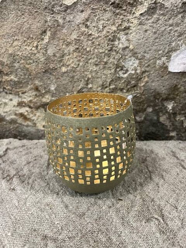 Aluminium waxinelicht bol old green