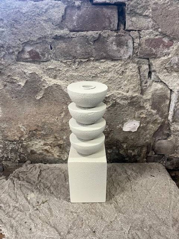 Metaal kandelaar creme Leyu 9x28 cm