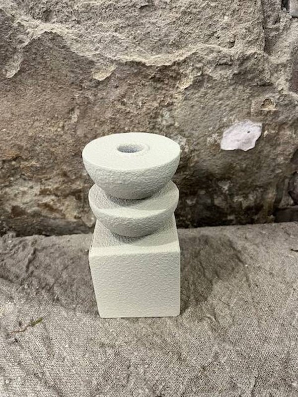 Metaal kandelaar creme Leyu 9x16cm