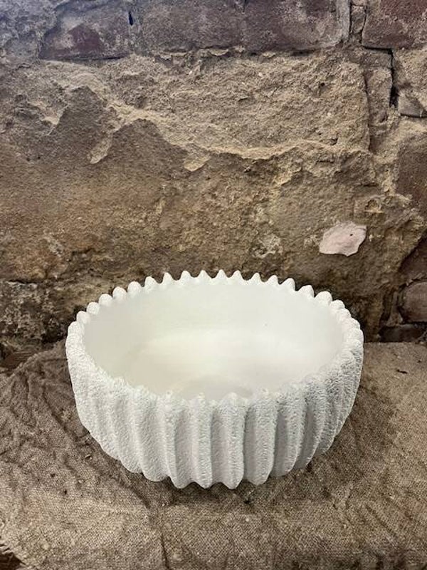 Pors schaal ribbel wit 24x11cm