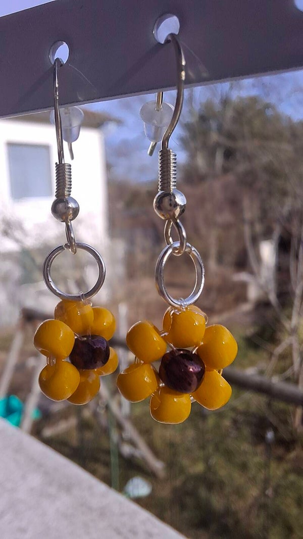 Boucles d'oreilles tournesol