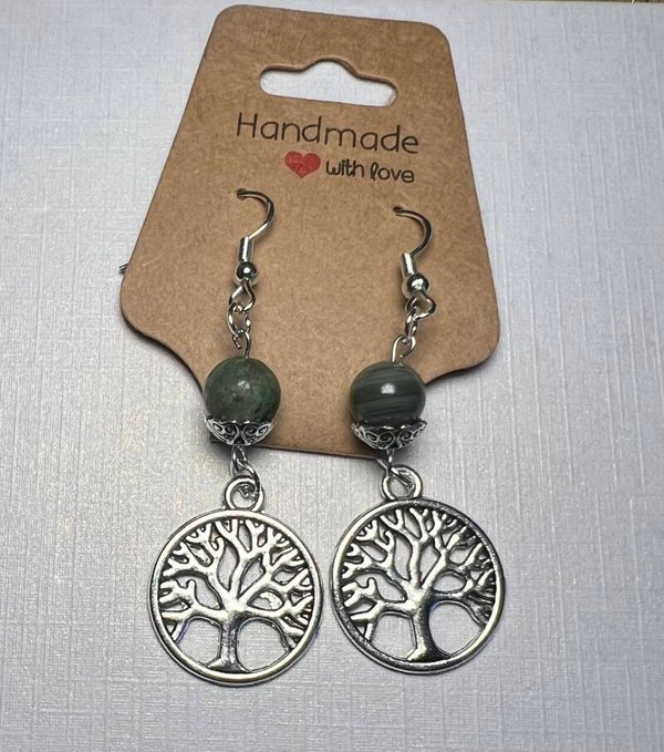 Elegant Tree of Life Gemstone Earrings