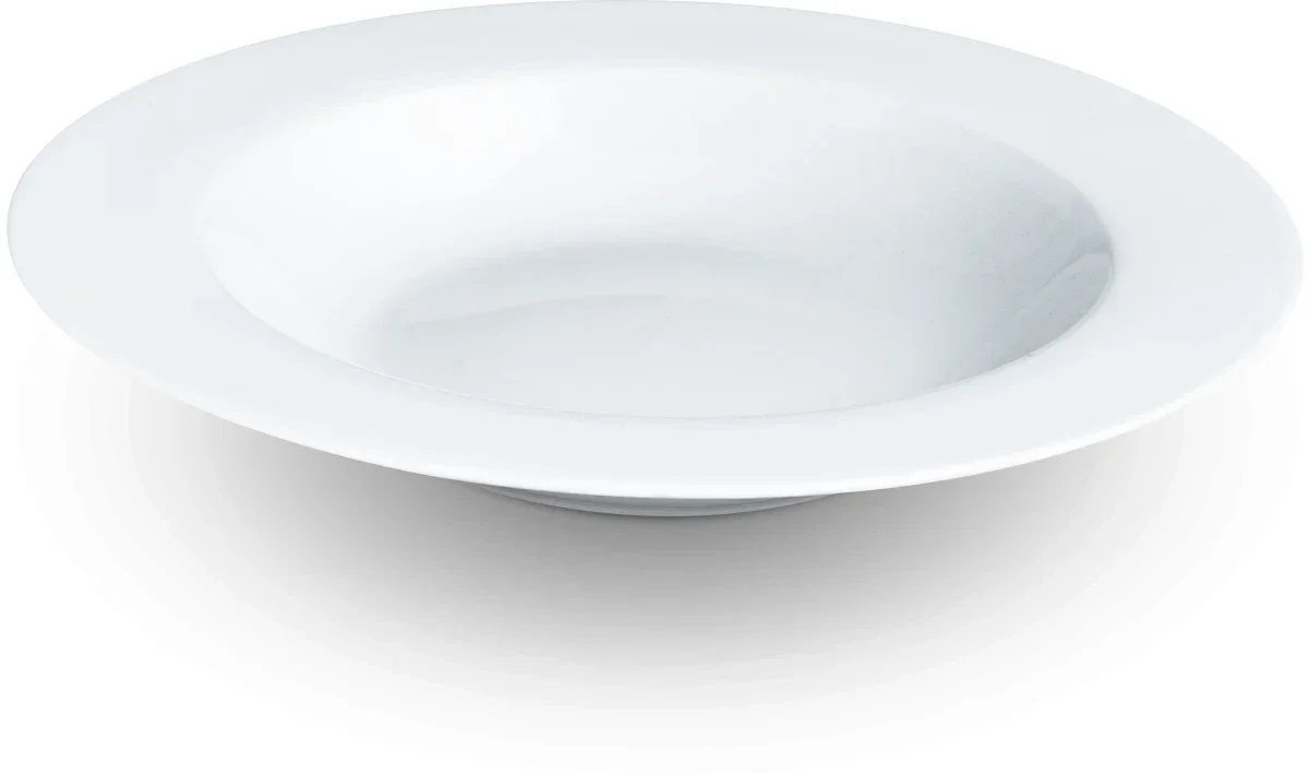Dyb Tallerken 22 cm – Hvid Porcelæn (Leje)