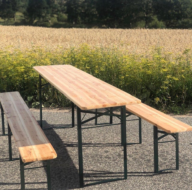 Klassisk Bænkesæt K med 220 cm Bord – 50 cm Bænkehøjde