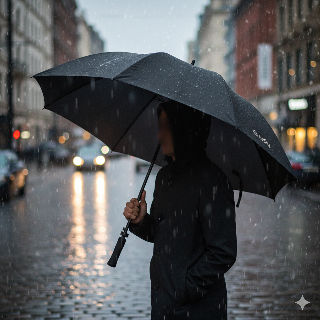 Klassisk Sort Event-Paraply – Ideel til Udendørs Arrangementer