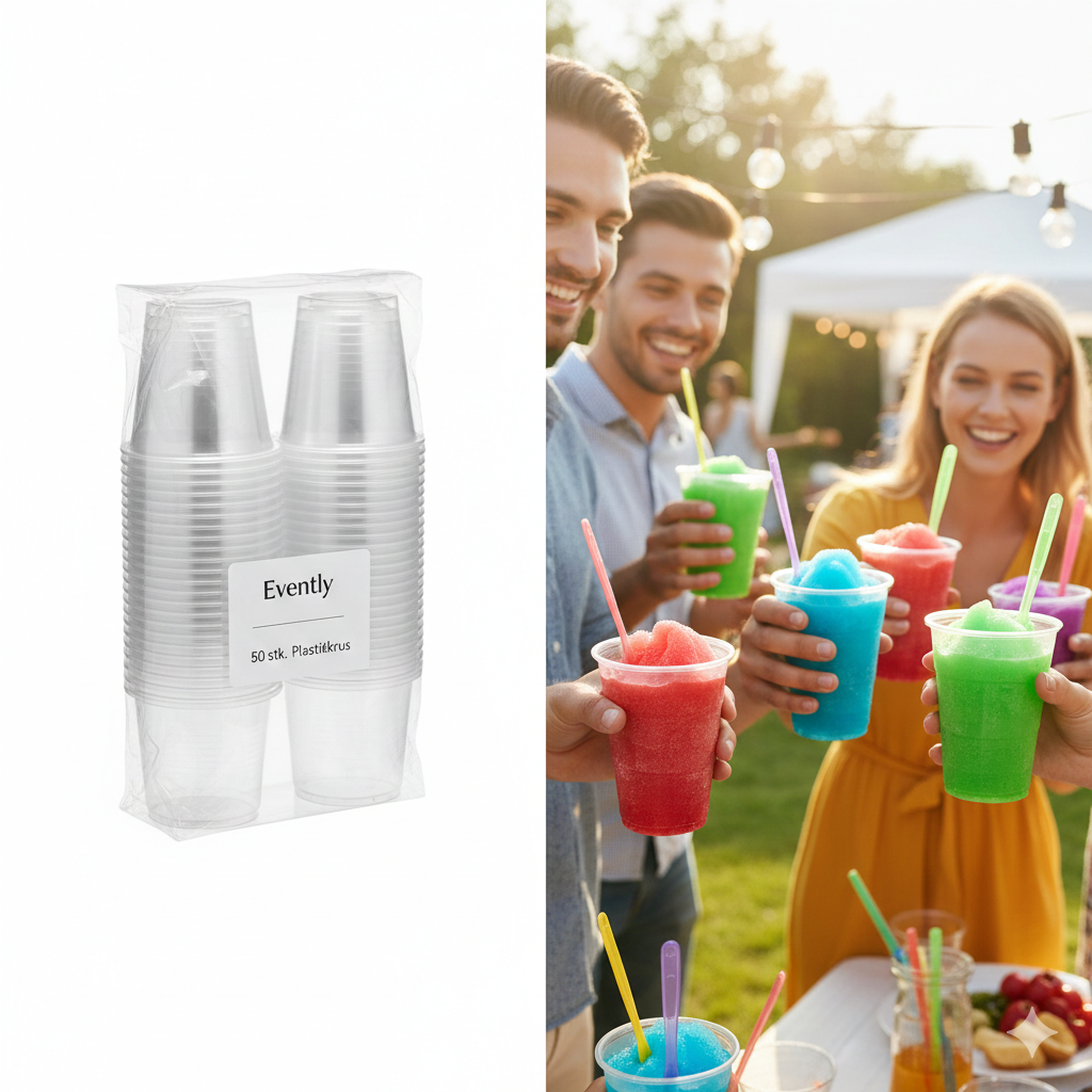 50 stk. Plastkrus (40 cl) – Perfekt til Slush Ice & Fadøl