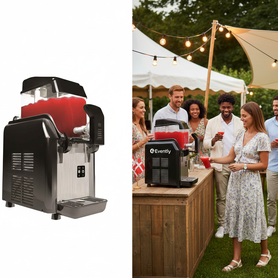 Slush Ice Maskine (1 kammer) – Komplet sæt inkl. 2L Hindbærsaft