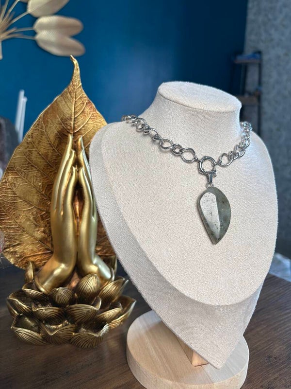 Pendentif Feuille - Labradorite