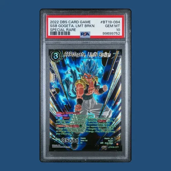 SSB Gogeta, Limits Broken BT19-084 SPR PSA 10 Dragon Ball Super Fighters Ambition