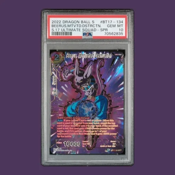 Beerus, Motivated Destruction SPR  BT17-134 PSA 10 Dragon Ball Super Ultimate Squad