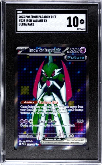 Iron Valiant EX Ultra Rare 225/182 SGC 10 Pokemon Paradox Rift