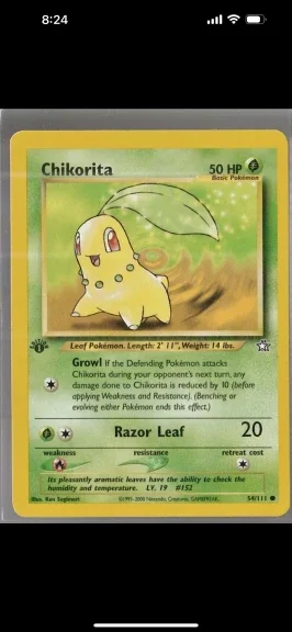 Chikorita Common 54/111 Unlimited Pokemon Neo Genesis Card NM