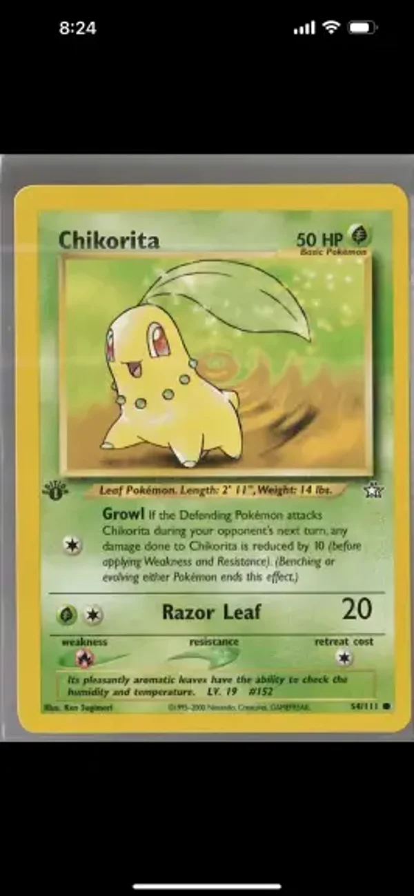 Chikorita Common 54/111 Unlimited Pokemon Neo Genesis Card NM