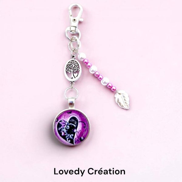 Porte clé / Bijou de sac Collection Love Dy - Violet - Rose