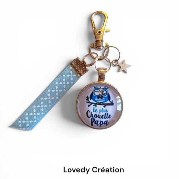 Porte-clé « Le plus Chouette Papa » - Bleu